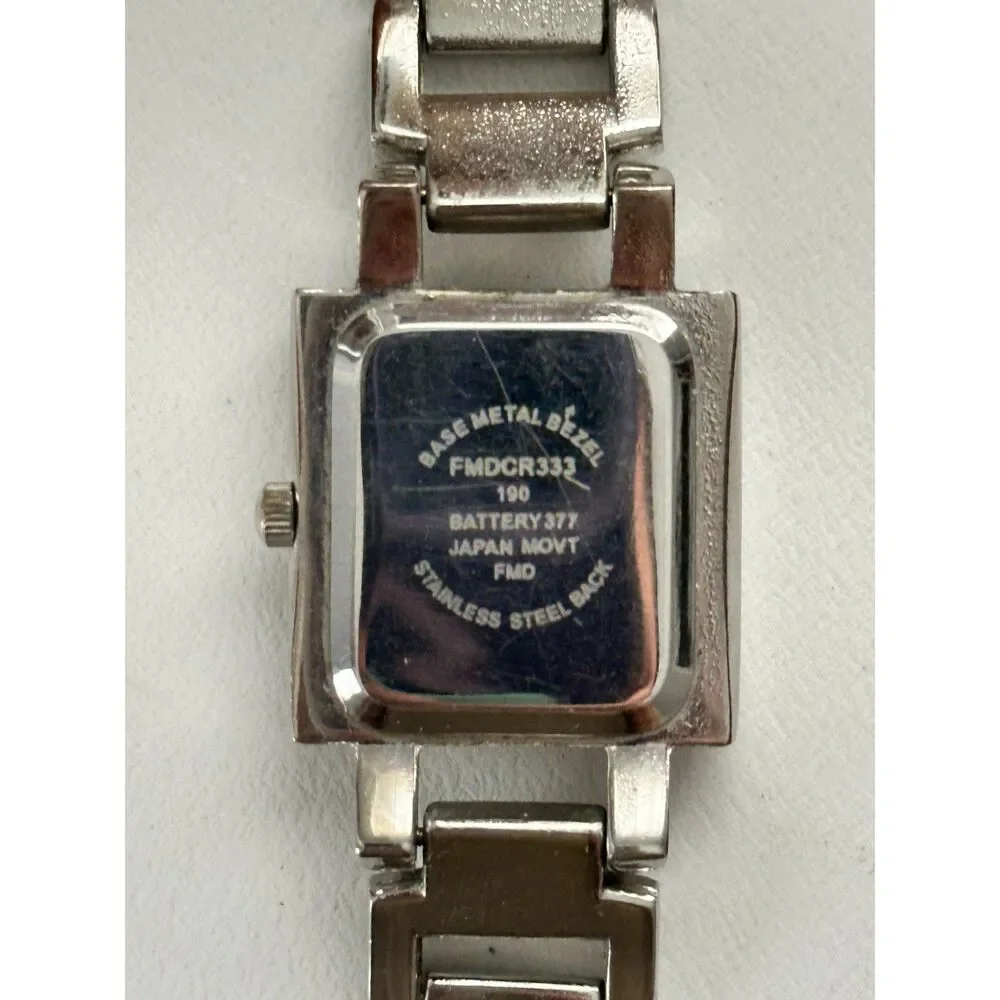 Vintage 90s Square Face Quartz Wristwatch with Chain link Band